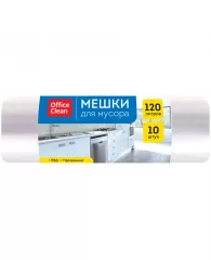 Мешки для мусора 120л OfficeClean ПВД, 67*100 см, 25мкм, 10шт., прозрачные, в рулоне