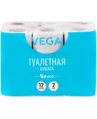 Бумага туалетная Vega  2-слойная, 12шт., эко, 15м, тиснение, белая
