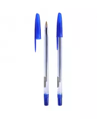 Ручка шариковая Стамм "111" синяя, 1,0мм, прозрачный корпус