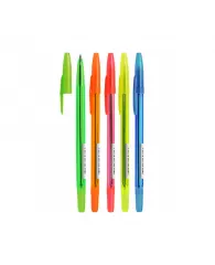 Ручка шариковая Стамм "511 Neon" синяя, 1,0мм, прозрачный корпус, ассорти