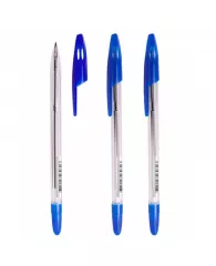 Ручка шариковая Стамм "555" синяя, 0,7мм, прозрачный корпус