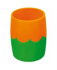 Подставка-стакан Стамм, пластик, круглый, двухцветный зелено-оранжевый