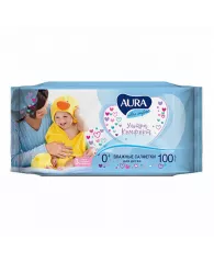 Салфетки влажные Aura "Ultra comfort", 100шт., детские, универсал. очищающие,без спирта