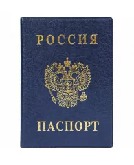Обложка для паспорта ДПС, ПВХ, тиснение "Герб", синий