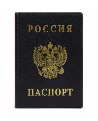 Обложка для паспорта ДПС, ПВХ, тиснение "Герб", черный