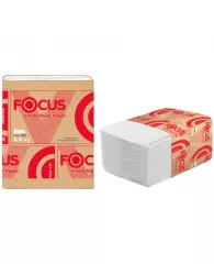 Бумага туалетная листовая Focus Premium (V-сл) 2-слойная, 250 лист/пач, 23*10,8 см, белая
