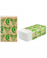 Полотенца бумажные лист Focus Eco (V-сл) 1 слойн., 200 л/пач, 23*20, 5 см,белые