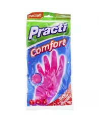 Перчатки резиновые Paclan "Practi.Comfort", р.М, розовые, пакет с европодвесом