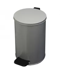 Ведро-контейнер для мусора (урна) Титан, 10л, с педалью, круглое, металл, серый металлик