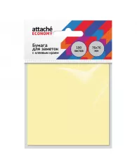 Бумага для заметок с клеевым краем Economy 76x76 мм 100 л пастельный желтый