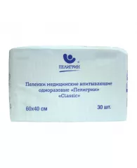 Пеленки впитывающие Пелигрин 60х40см, Classic, 30шт/уп (М60х40/30С)