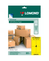 Этикетки самоклеящиеся Lomond 105х148мм,80г лимон-желтая (50л/уп)