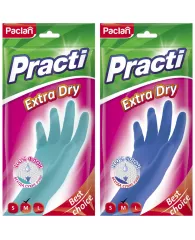 Перчатки резиновые Paclan "Practi Extra Dry", разм. M, цвет микс, пакет с европодвесом