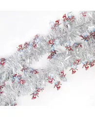 Мишура Серебристая со снеговиками из полиэтилена / 2Mx8см арт.78839