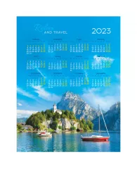 Календарь настенный листовой А2, OfficeSpace "Путешествия", 2023 г.