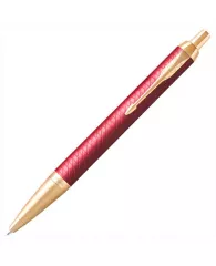 Ручка шариковая PARKER "IM Premium Red GT", корпус красный лак, позолоченные детали, синяя, 2143644