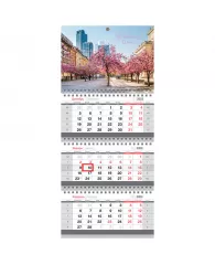 Календарь квартальный 3 бл. на 3 гр. OfficeSpace Mini "Blooming city", с бегунком, 2023г.