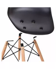 Стулья BRABIX "Eames CF-010", КОМПЛЕКТ 4 шт., пластик черный, опоры дерево/металл, 532631, 2033A