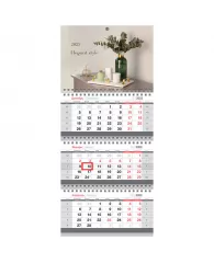 Календарь квартальный 3 бл. на 3 гр. OfficeSpace "Elegant style", с бегунком, 2023г.