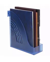 Лоток вертикальный для бумаг BRAUBERG "Office", 255х95х290 мм, тонированный синий, 237232