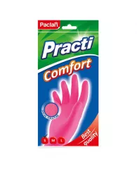 Перчатки резиновые Paclan "Practi.Comfort", р.S, розовые, пакет с европодвесом