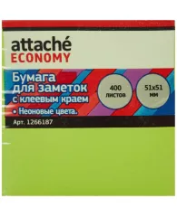 Стикеры Attache Economy с клеев.краем 51x51 мм, 400 лист, 5 неоновых цв