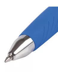 Ручка гелевая автоматическая с грипом BRAUBERG "Jet Gel", СИНЯЯ, печать, узел 0,6 мм, линия письма 0