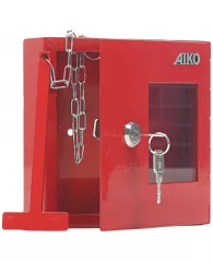 Ключница пожарная Aiko Key-1 Fire на 1 ключ, 175*162*40мм, ключевой замок, металл, красный, со стекл