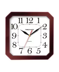 Часы настенные TROYKA 31331316, восьмигранник, белые, коричневая рамка, 29х29х3,5 см, шт