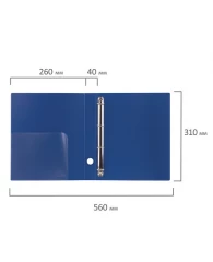 Папка на 4 кольцах BRAUBERG "Стандарт", 40 мм, синяя, до 300 листов, 0,9 мм, 221619