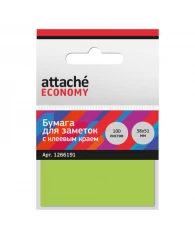 Стикеры Attache Economy с клеев.краем 38x51 мм,100 лист неоновый зеленый