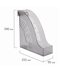 Лоток вертикальный для бумаг BRAUBERG "Office", 255х95х290 мм, тонированный серый, 237230