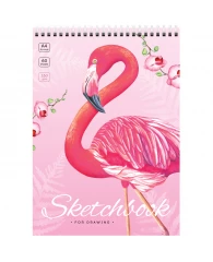 Скетчбук 60л., А4 ArtSpace "Flamingos", на гребне, 160г/м2