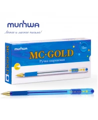 Ручка шариковая MunHwa "MC Gold" синяя, 0,7мм, грип, штрих-код