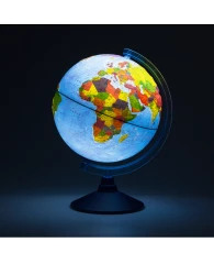Глобус физико-политический рельефный Globen, 32см, интерактивный, с подсветкой от батареек на кругло