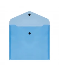 Папка-конверт на кнопке СТАММ, А5+, 150мкм, прозрачная, синяя