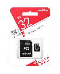 Карта памяти SmartBuy MicroSDHC 32GB UHS-1, Class 10, скорость чтения 30Мб/сек (с адаптером SD)