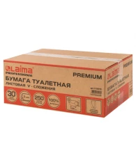 Бумага туалетная листовая 250 шт., LAIMA (Система T3) PREMIUM, 2-слойная, белая, 21х11 см, КОМПЛЕКТ