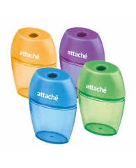 Точилка Attache Bright Colours 1 отв., цветной контейнер, ассорти