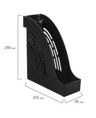 Лоток вертикальный для бумаг BRAUBERG "Office", 255х95х290 мм, черный, 237228