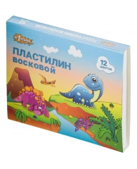 Пластилин мягкий восковой Дино, набор 12 цв, 180 гр