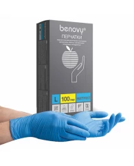 Перчатки нитриловые смотровые 100 пар (200 шт.), размер L (большой), BENOVY Nitrile Chlorinated