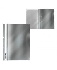 Папка-скоросшиватель ErichKrause® Glossy Ice Metallic, A4, верх.прозрачный лист с перфор. серебряный