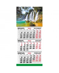 Календарь настенный 3-х блочный 2024 год Трио Стандарт Бурный водопад (29.5x71 см)