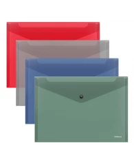 Папка-конверт на кнопке ErichKrause® Glossy Classic А4 полупрозрачная, ассорти