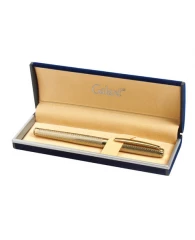 Ручка подарочная перьевая GALANT "VERSUS", корпус золотистый, детали золотистые, узел 0,8 мм, синяя,