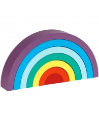 Развивающая игрушка ТРИ СОВЫ Пирамидка "Радуга-дуга", дерево, 7 деталей, классические цвета