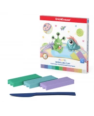 Пластилин ErichKrause® Monsters Pastel 12 цв со стеком, 108г (коробка)