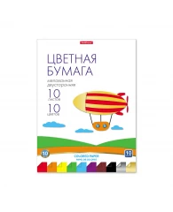 Цветная бумага двусторонняя мелованная в папке ErichKrause®, А4, 10 листов, 10 цветов, игрушка-набор