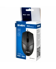 Мышь проводная SVEN RX-30, USB, 2 кнопки +1 колесо-кнопка, оптическая, черная, SV-018, SV-018214
